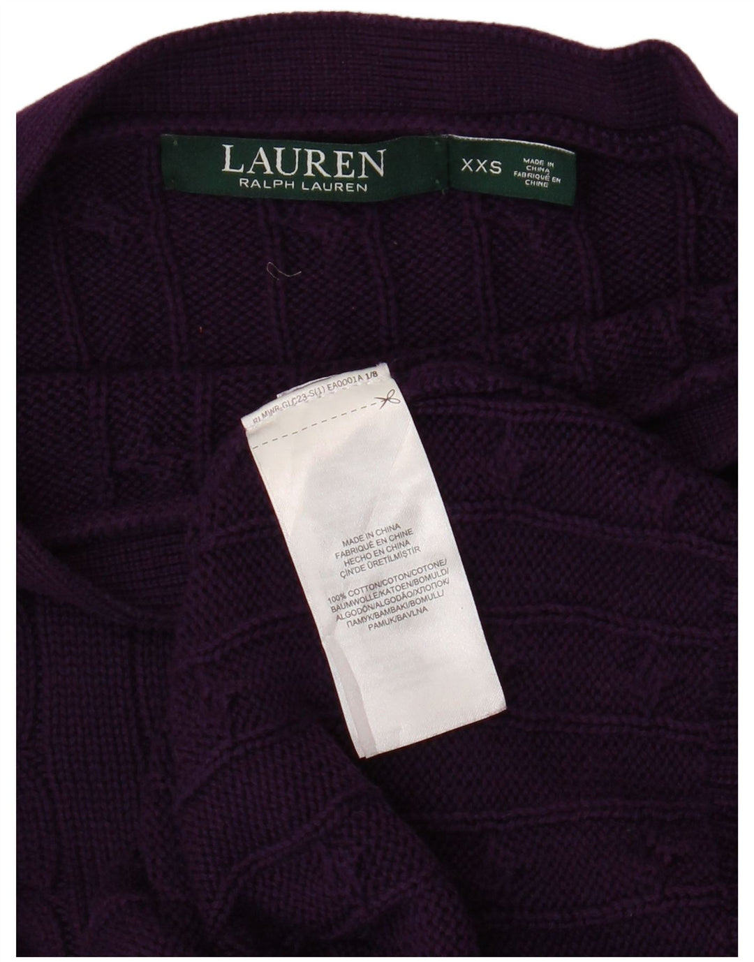 RALPH LAUREN Pulover pentru femeie cu gâtul barca UK 2 2XS bumbac violet