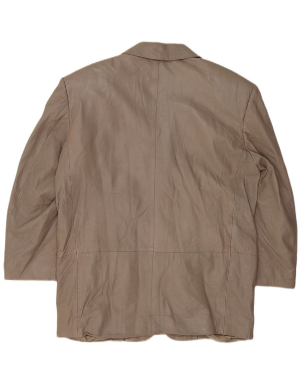 VINTAGE Jachetă din piele cu 3 nasturi pentru femei UK 16, mare, gri din piele