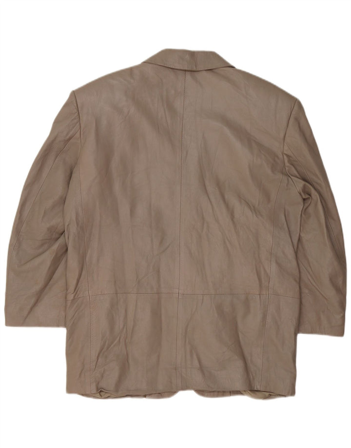 VINTAGE Jachetă din piele cu 3 nasturi pentru femei UK 16, mare, gri din piele