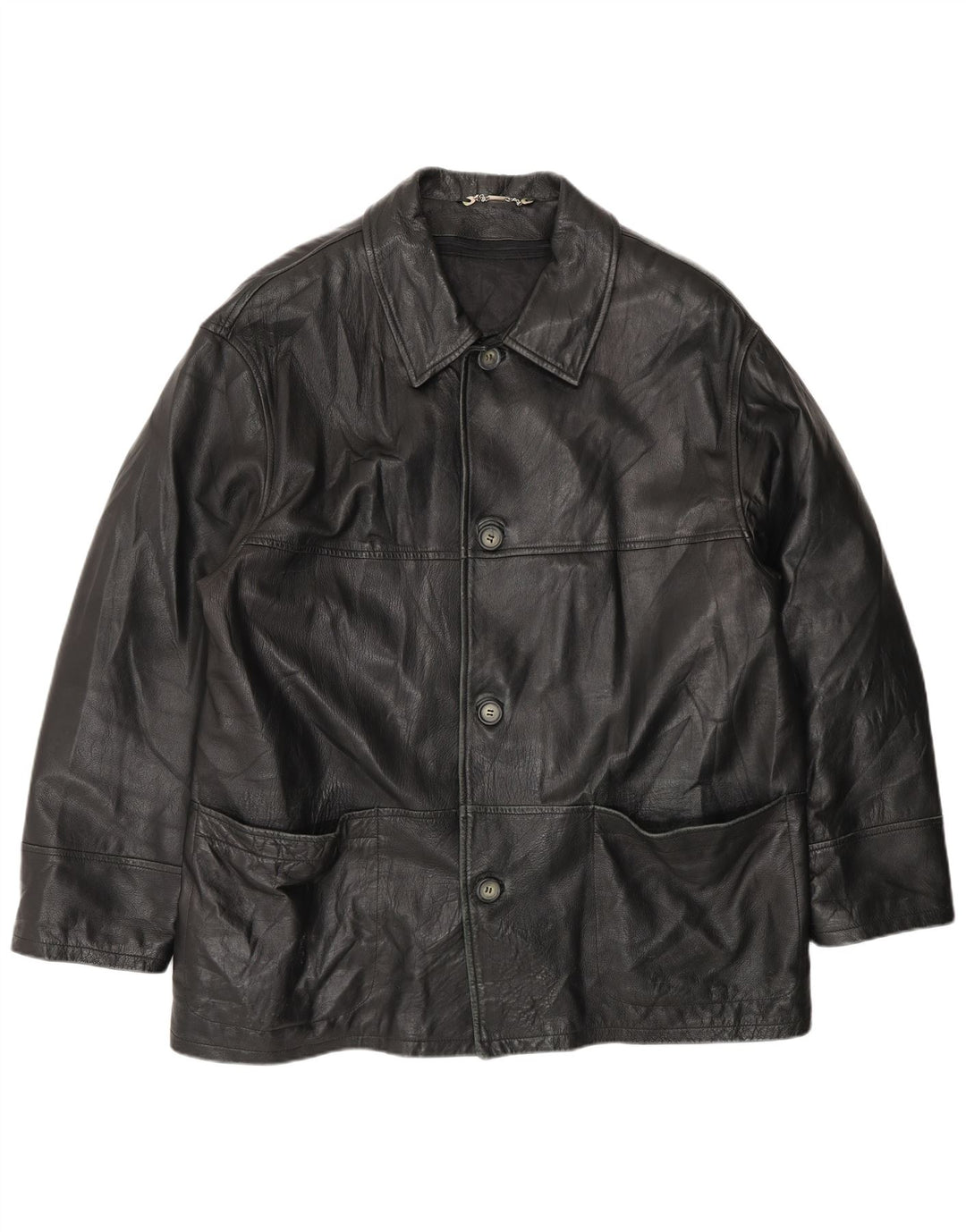 Jachetă din piele vintage pentru bărbați IT 54 2XL din piele neagră