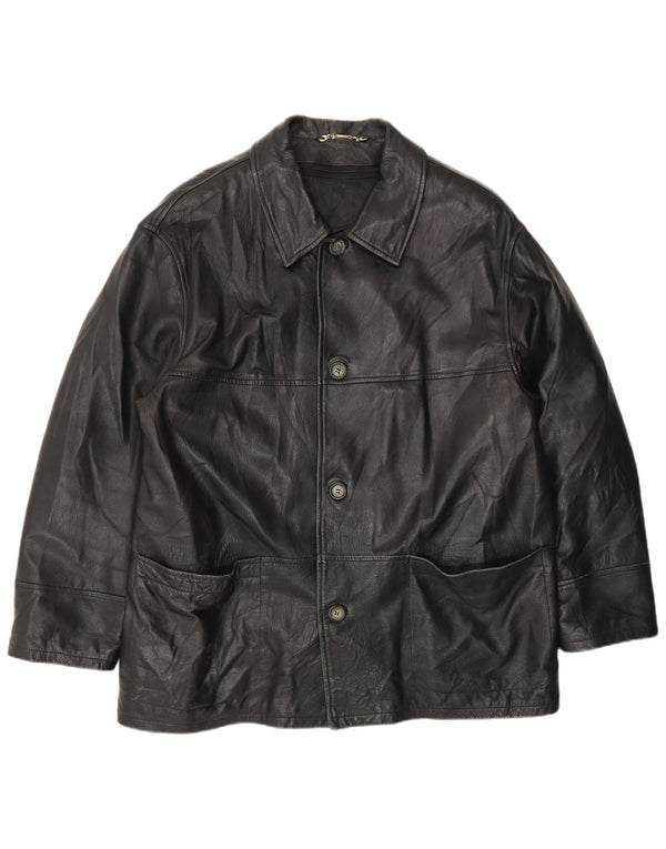 Jachetă din piele vintage pentru bărbați IT 54 2XL din piele neagră