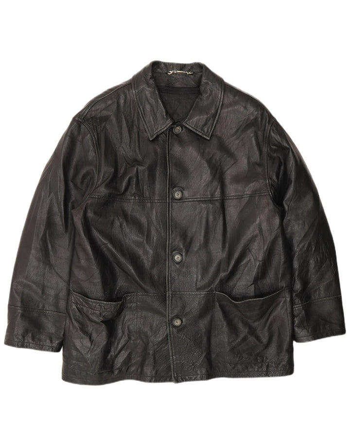 Jachetă din piele vintage pentru bărbați IT 54 2XL din piele neagră