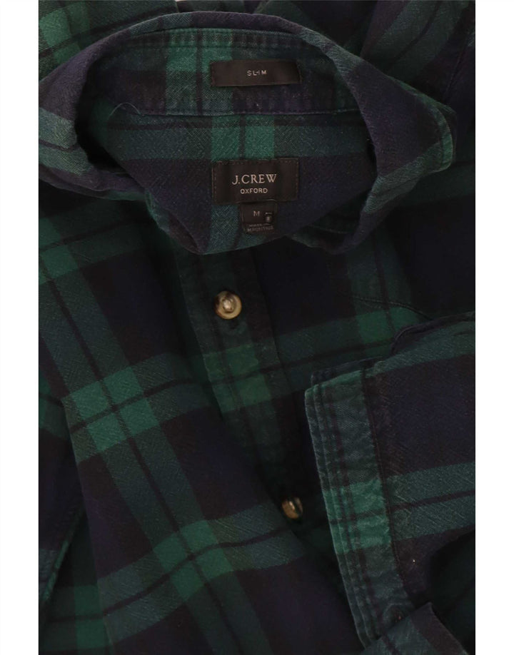 Cămașă de flanel subțire Oxford J. Crew pentru bărbați, verde mediu, carouri