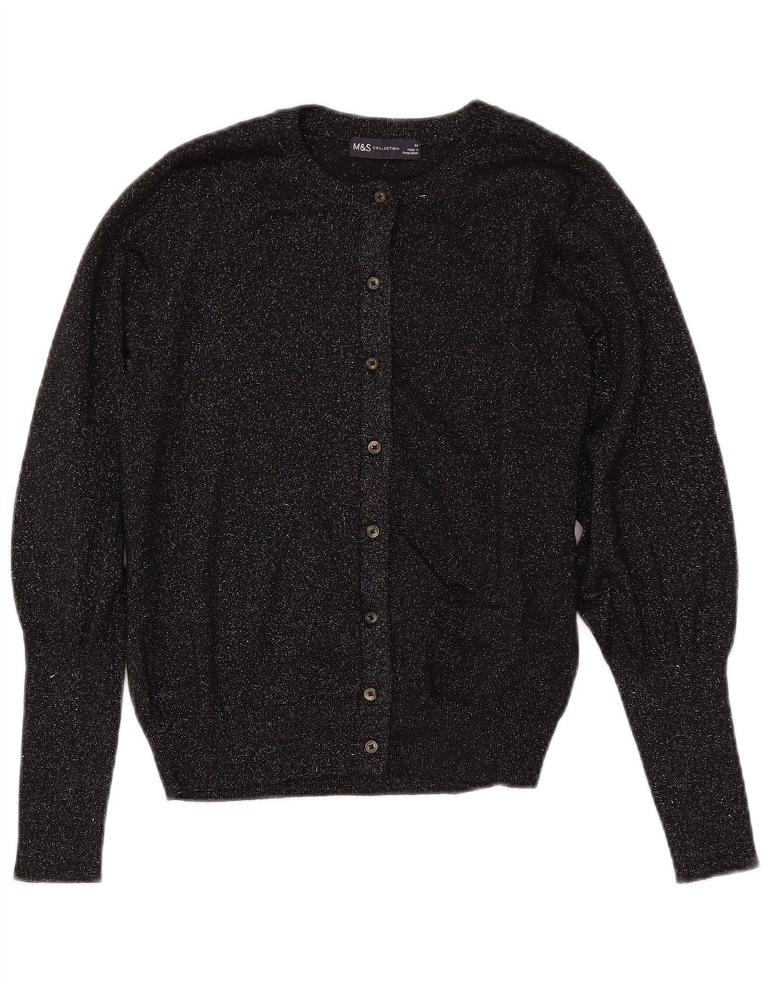 MARKS & SPENCER Pulover cardigan crop pentru femei UK 14 Medium Black Flecked