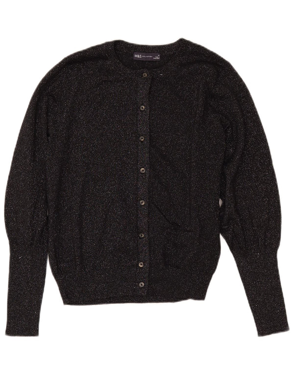 MARKS & SPENCER Pulover cardigan crop pentru femei UK 14 Medium Black Flecked