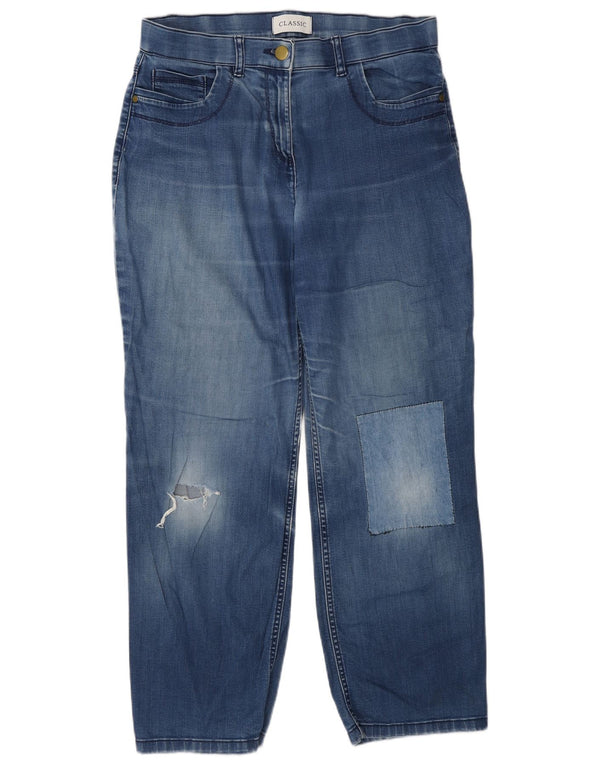 Marks & Spencer Blugi Distressed drepte pentru femei UK 12 Medium W28 L27 Albastru