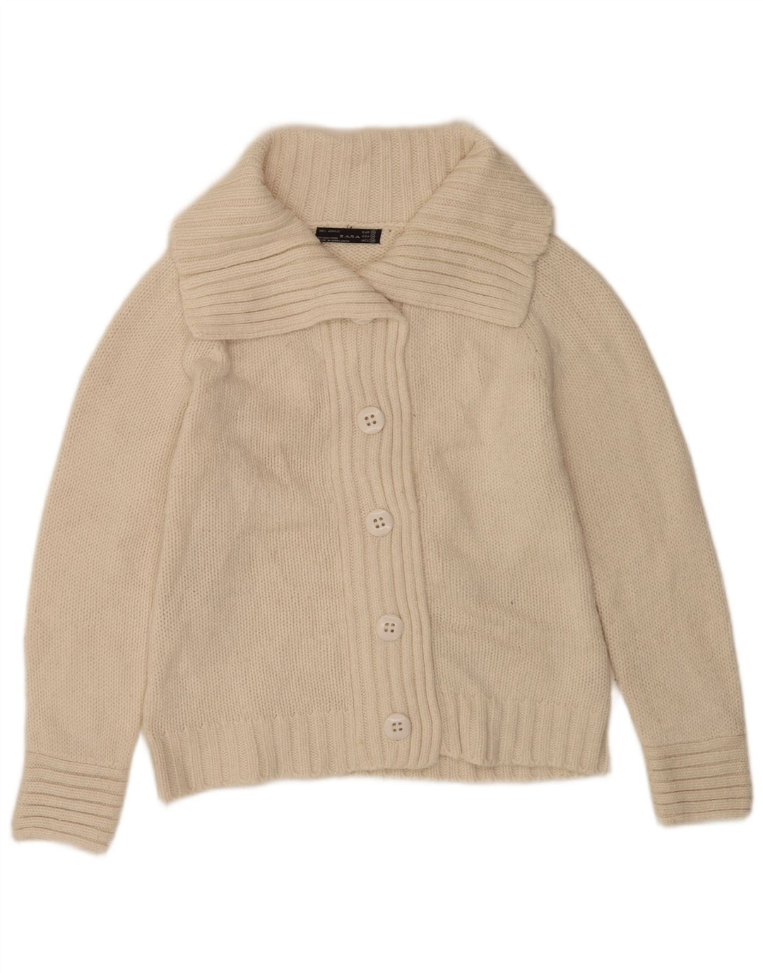 Pulover Cardigan pentru Damă Zara UK 14 Medium Acrilic alb