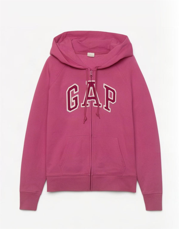 Gap Pulover cu capota cu fermoar grafic pentru femei UK 10 mic bumbac roz