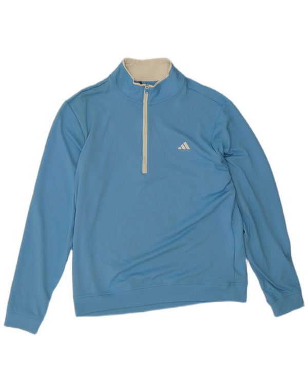 Trening pentru bărbați Adidas, cu fermoar, cu gât, poliester, albastru mediu