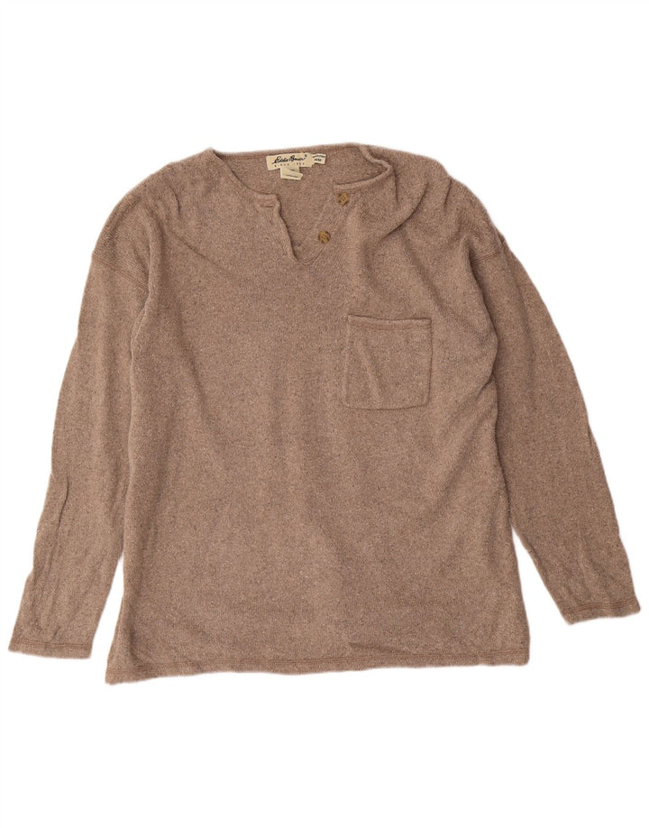 EDDIE BAUER Pulover supradimensionat pentru femei cu gât de barcă UK 14 Maro mediu