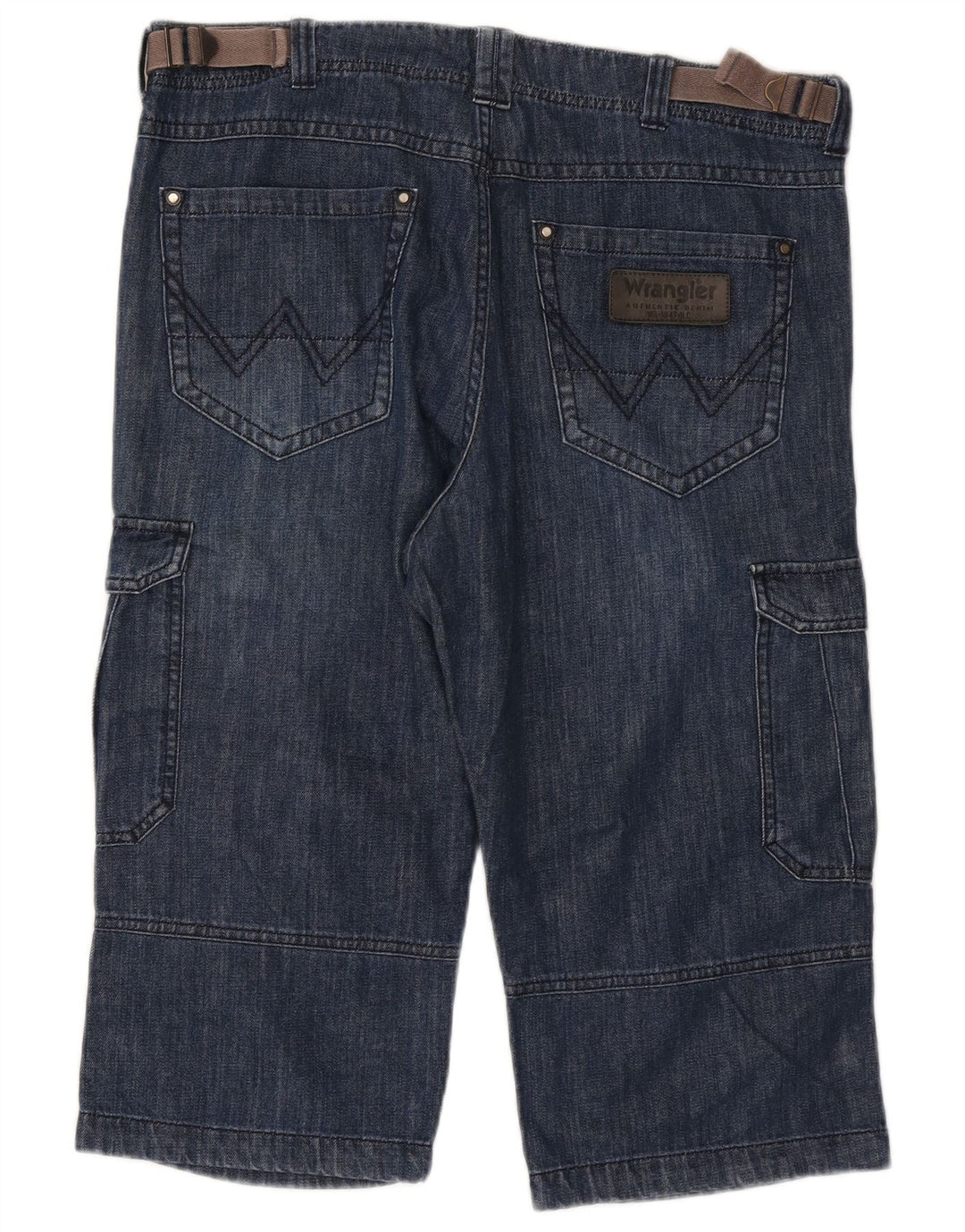 Pantaloni scurți din denim cargo Wrangler pentru bărbați W36, bumbac albastru mare