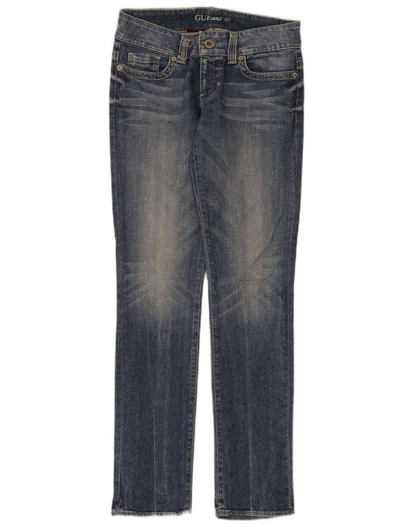 Blugi slim pentru femei Guess cu talie joasă W30 L34 bumbac albastru