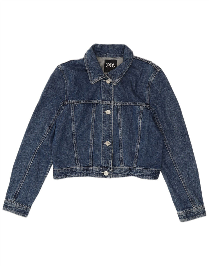 Jachetă de denim scurtă pentru femei Zara UK 10 mic, albastru, bumbac