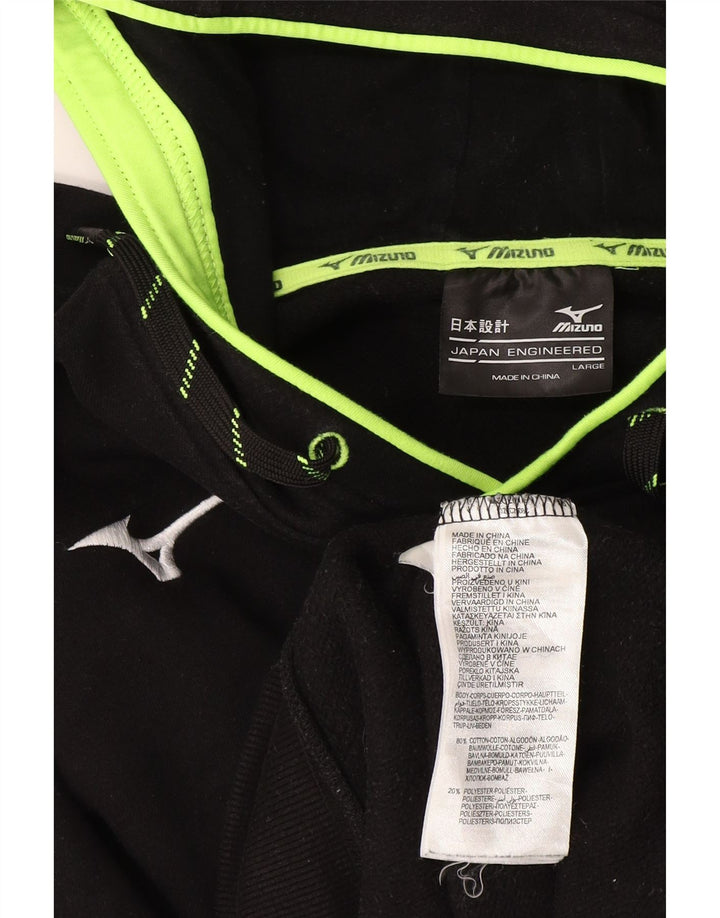 Pulover Mizuno pentru bărbați cu capota, mare, negru, bumbac