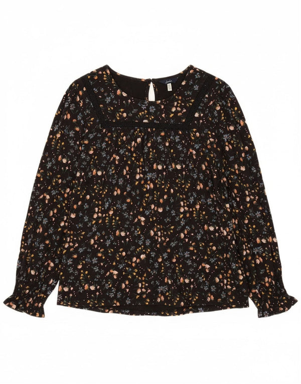 Bluză cu mânecă lungă pentru femei Joules UK 12 Medium Black Floral Bumbac