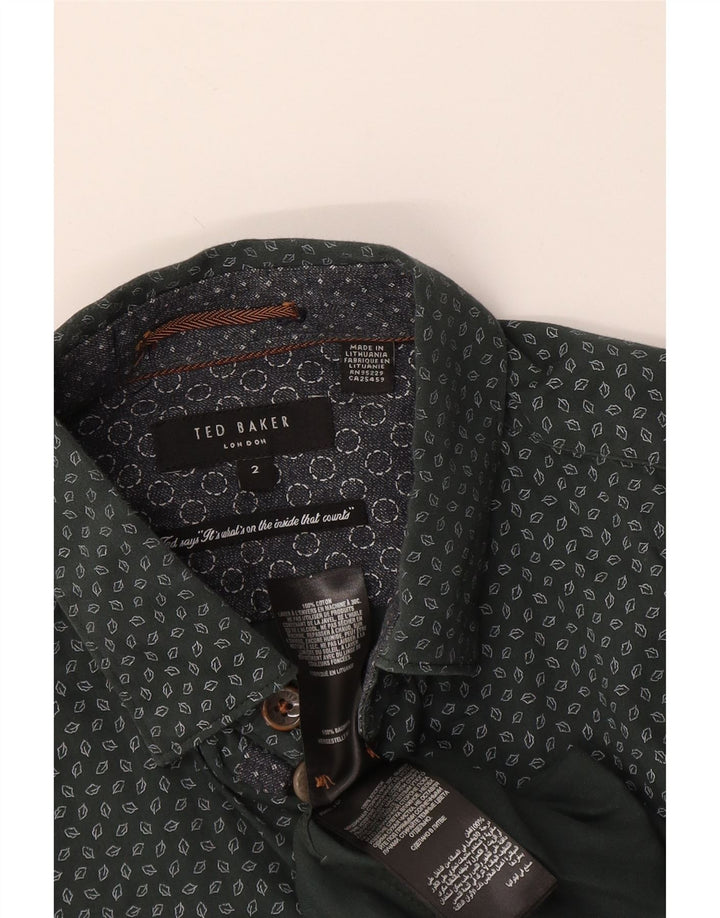 Cămașă Bărbați Ted Baker Mărimea 2 Bumbac Geometric Verde Mic