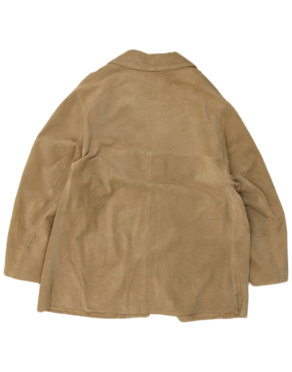 Massimo Rebecchi Jachetă Blazer de piele intoarsa cu 4 nasturi pentru femei UK 14 Bej mediu