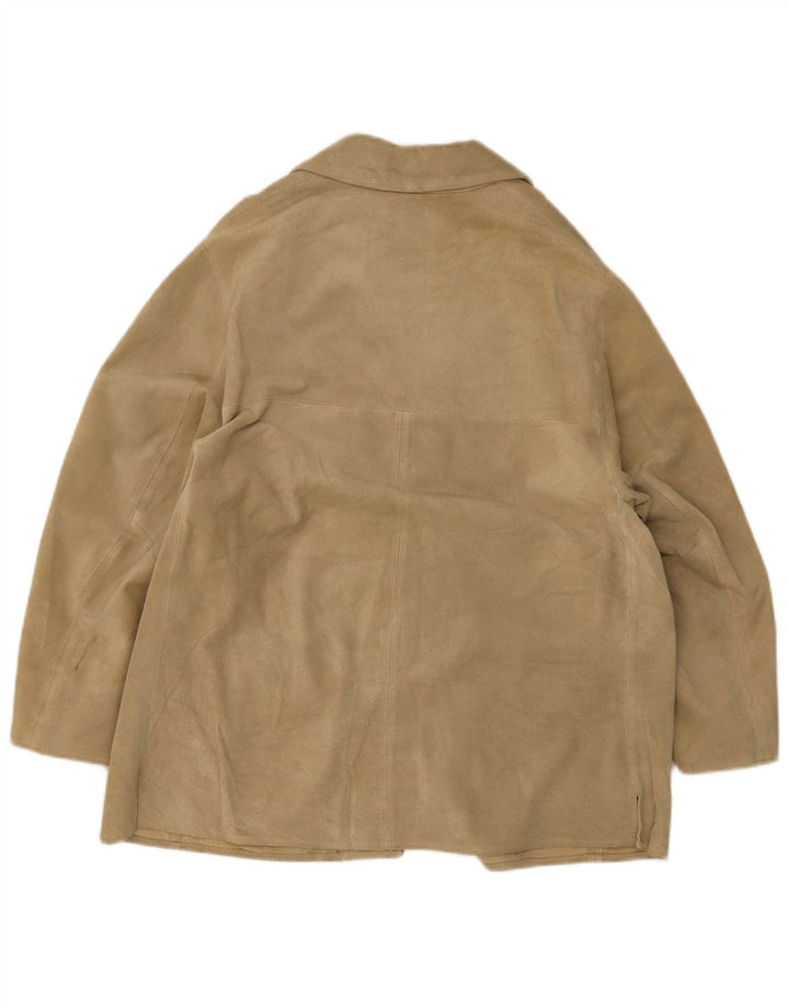 Massimo Rebecchi Jachetă Blazer de piele intoarsa cu 4 nasturi pentru femei UK 14 Bej mediu
