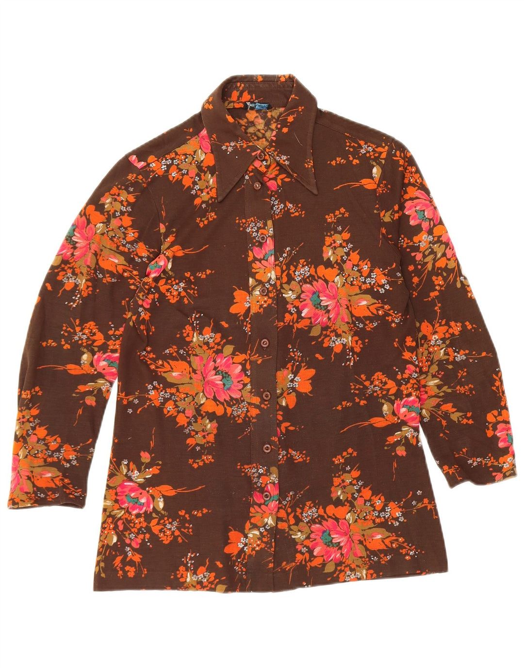 Cămașă VINTAGE pentru femei UK 10 Mic Maro Floral