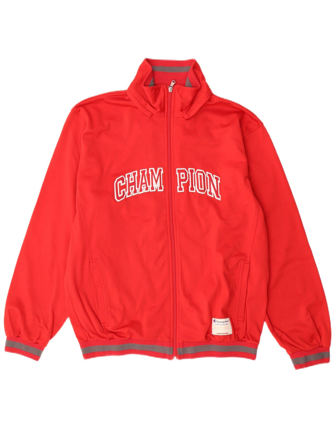 CHAMPION Mens Graphic Tracksuit Top Jacket Large Red Polyester