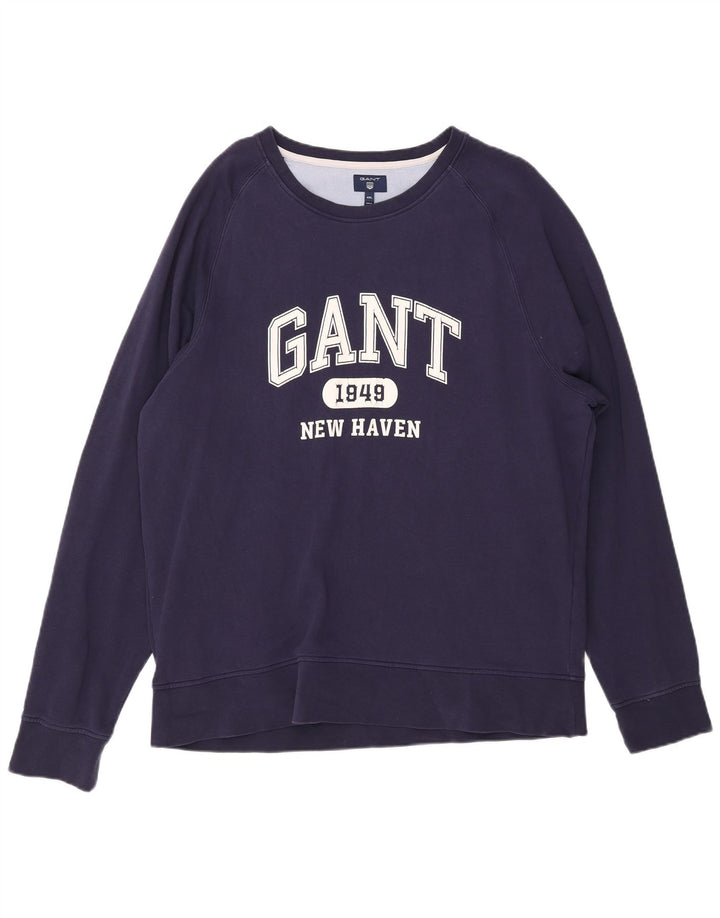 Pulover GANT pentru bărbați, New Haven, cu grafică, 4XL, bumbac bleumarin