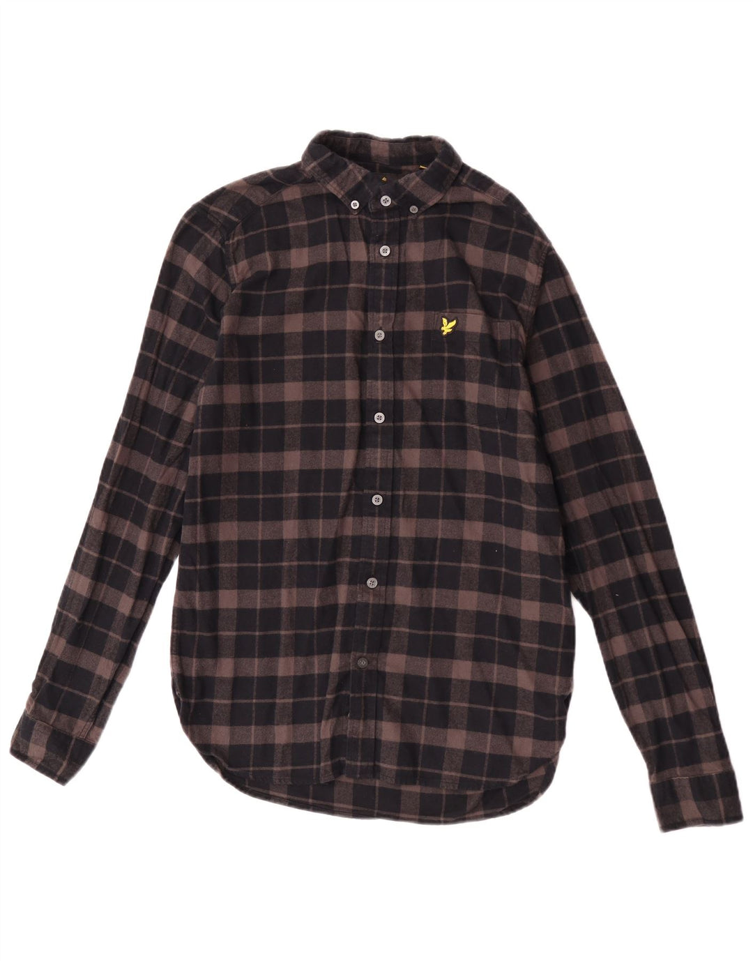 Cămașă de flanel pentru bărbați Lyle & Scott, bumbac cu carouri mici, maro