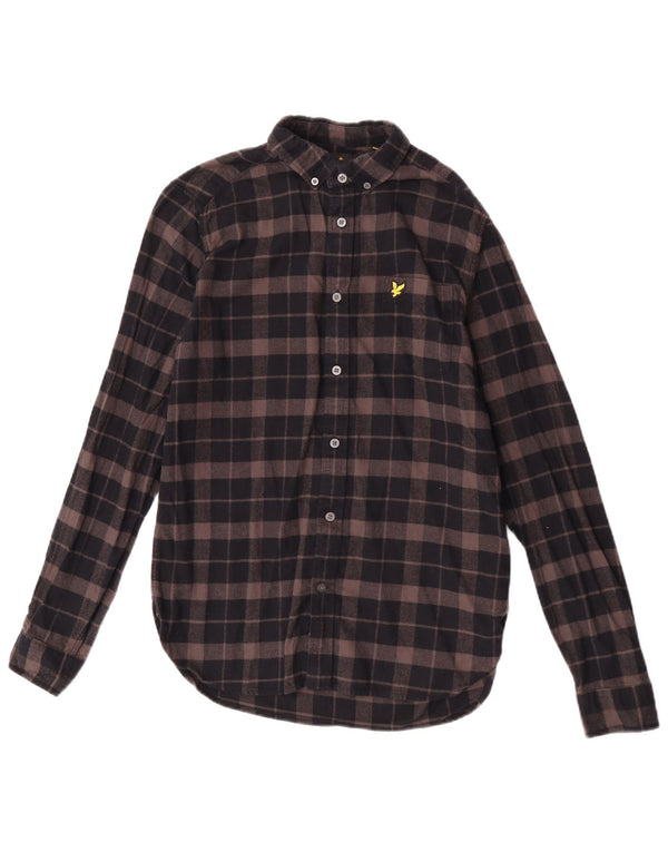 Lyle & Scott Mens Flannel Shirt Small Brown Check Cotton