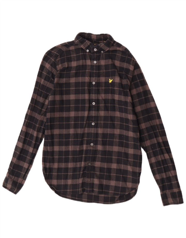 Cămașă de flanel pentru bărbați Lyle & Scott, bumbac cu carouri mici, maro