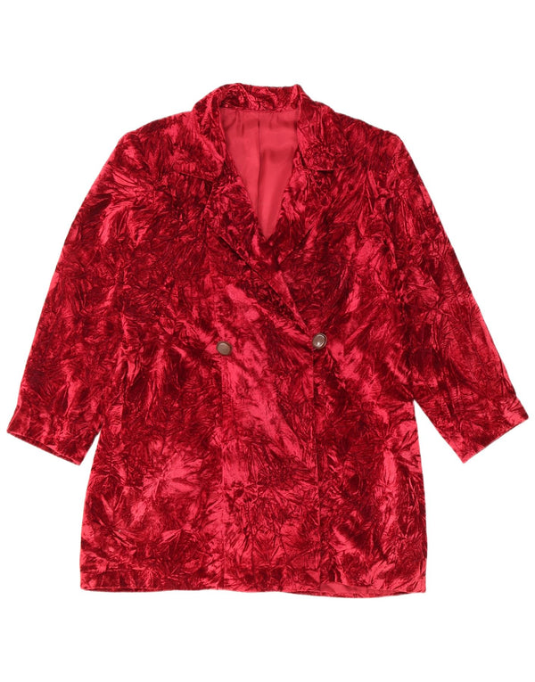 Jachetă vintage pentru femei cu paragate cu model abstract, UK 14, roșu mediu