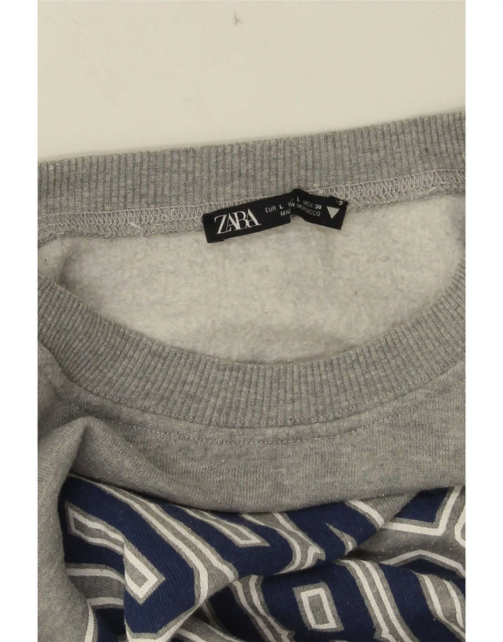 Pulover supradimensionat cu grafic pentru femei Zara UK 16 mare gri