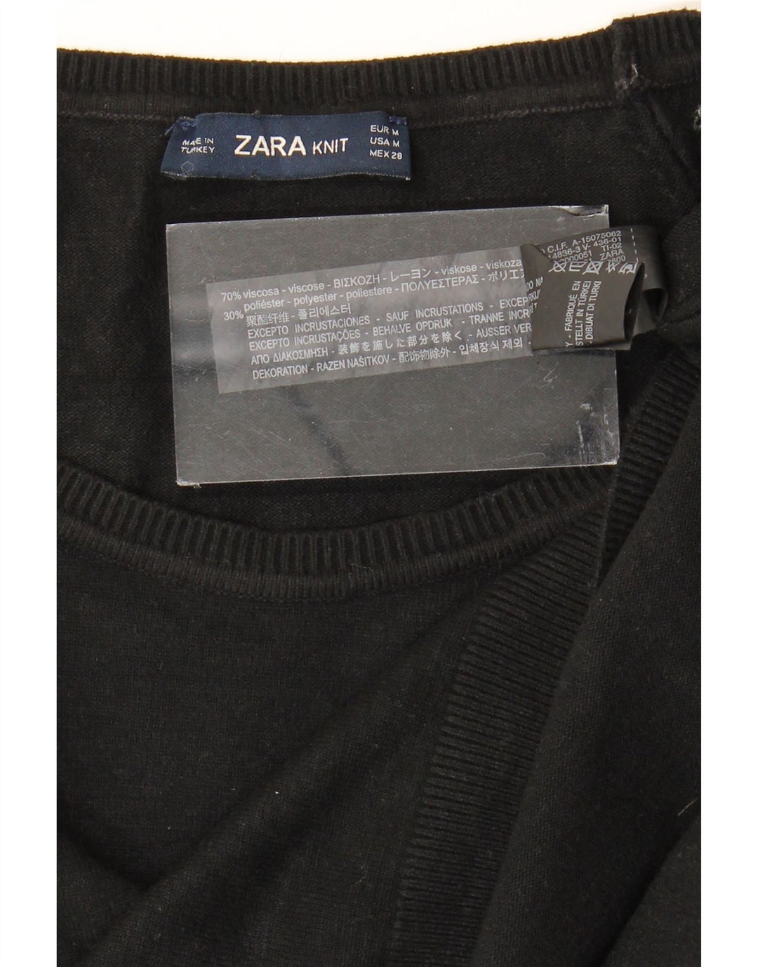 Pulover de damă ZARA cu gât de barcă supradimensionat UK 14 Medium Negru