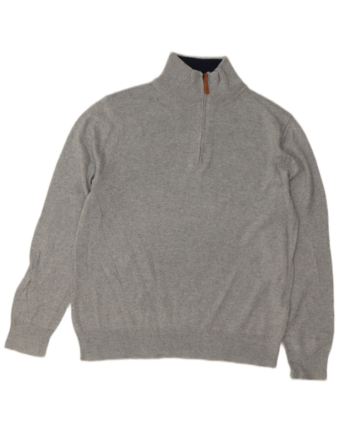 J. CREW Pulover pentru bărbați cu fermoar și gât, bumbac mare, gri