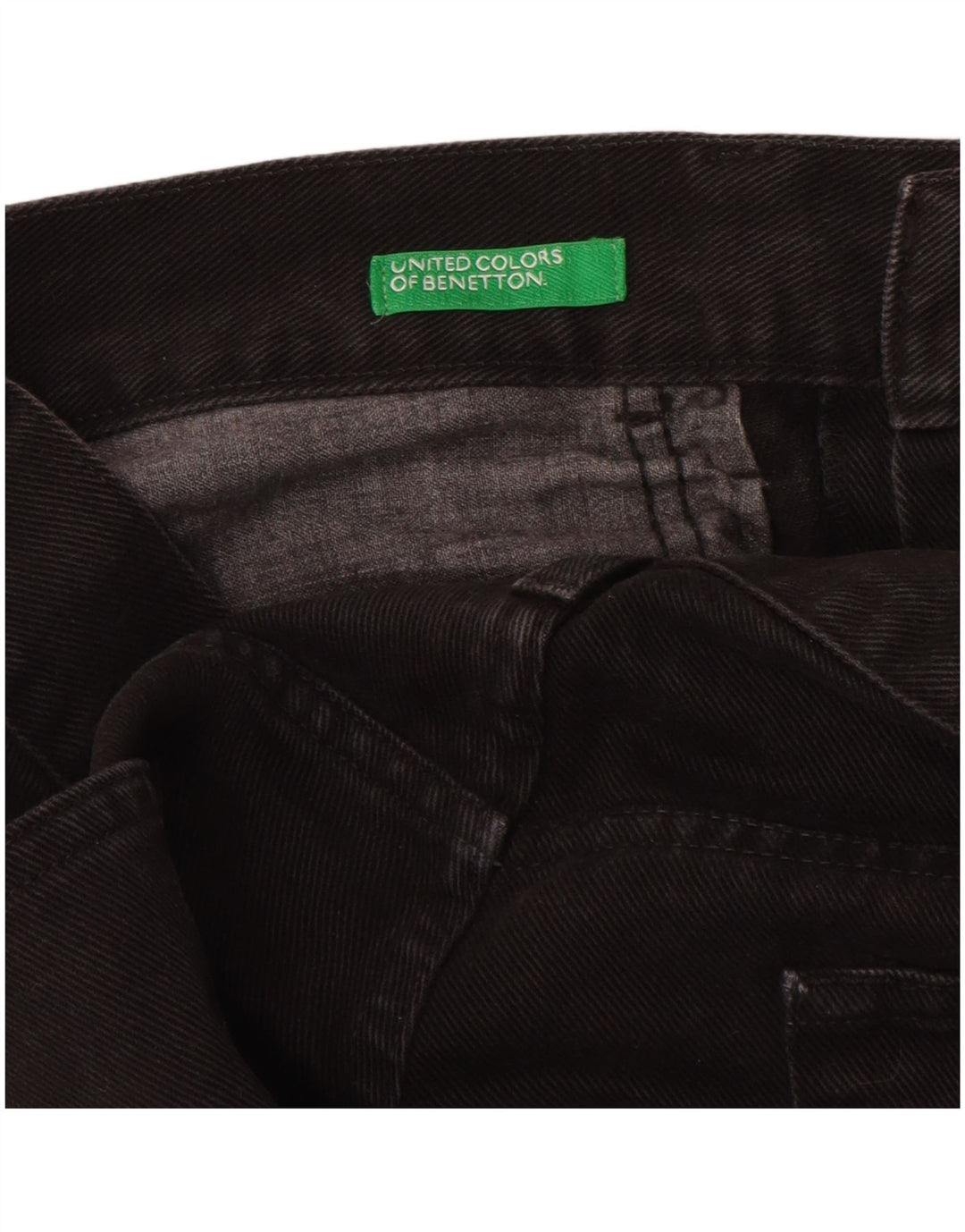 BENETTON Jeans drept bărbați W34 L29 bumbac negru