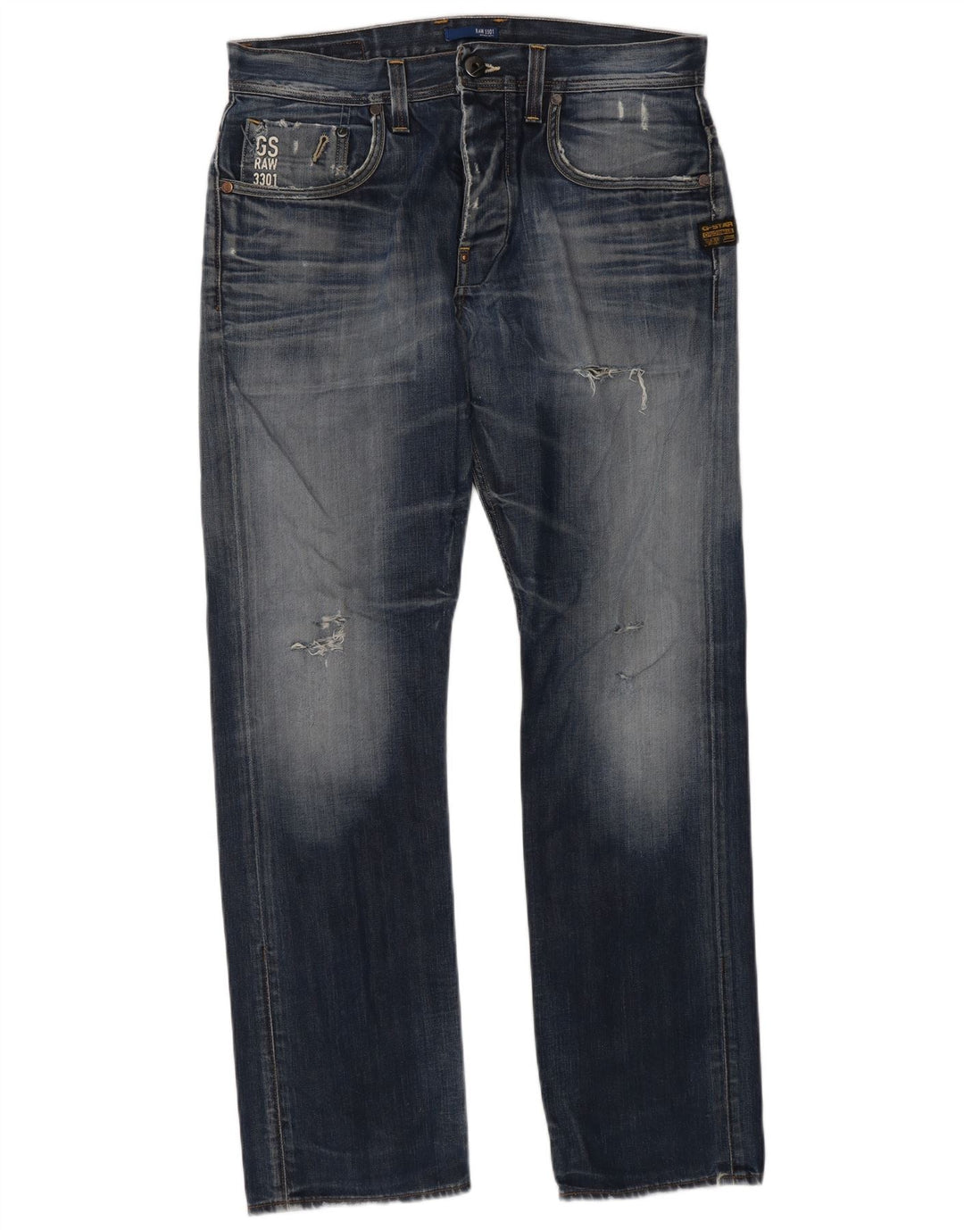 G-Star Blugi Distressed drepte pentru bărbați W33 L32 Bumbac albastru