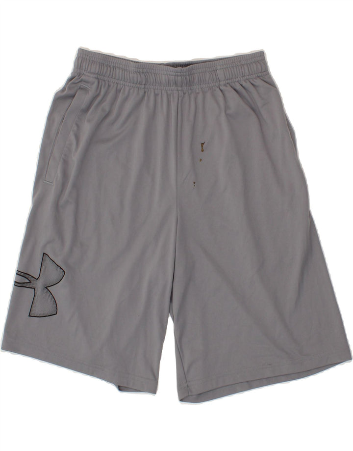 UNDER ARMOUR Mens Heat Gear Graphic Sport Shorts Medium  Grey Polyester Vintage Under Armour and Second-Hand Under Armour from Messina Hembry 
