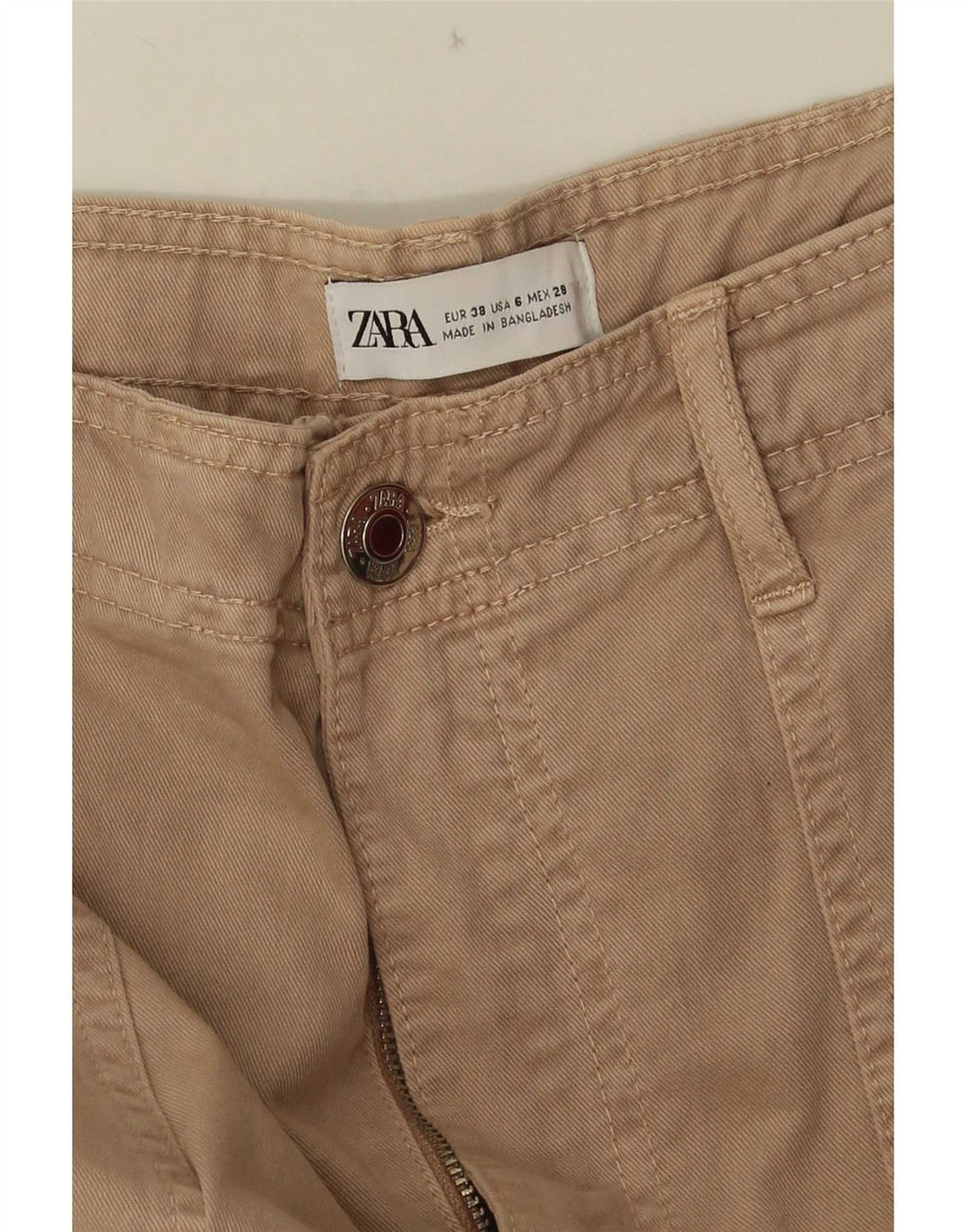 Pantaloni cargo drepti pentru femei Zara EU 38 Mici L28 L33 Bej