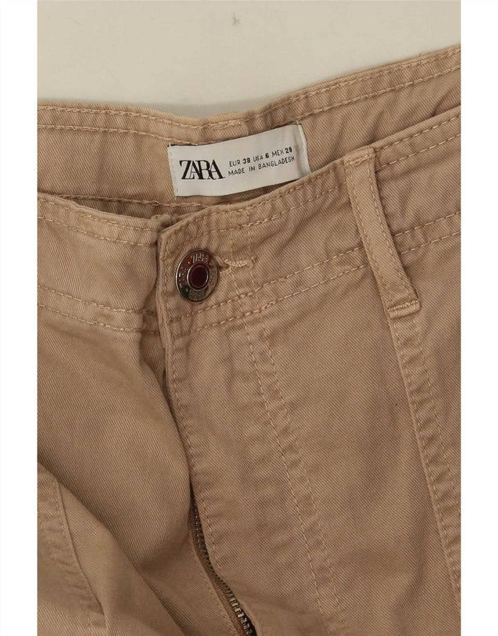Pantaloni cargo drepti pentru femei Zara EU 38 Mici L28 L33 Bej