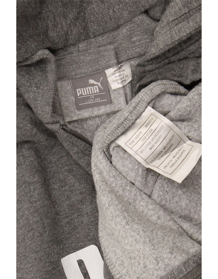 Pulover PUMA Graphic Zip Hoodie pentru băieți 12-13 ani, mare, gri bumbac