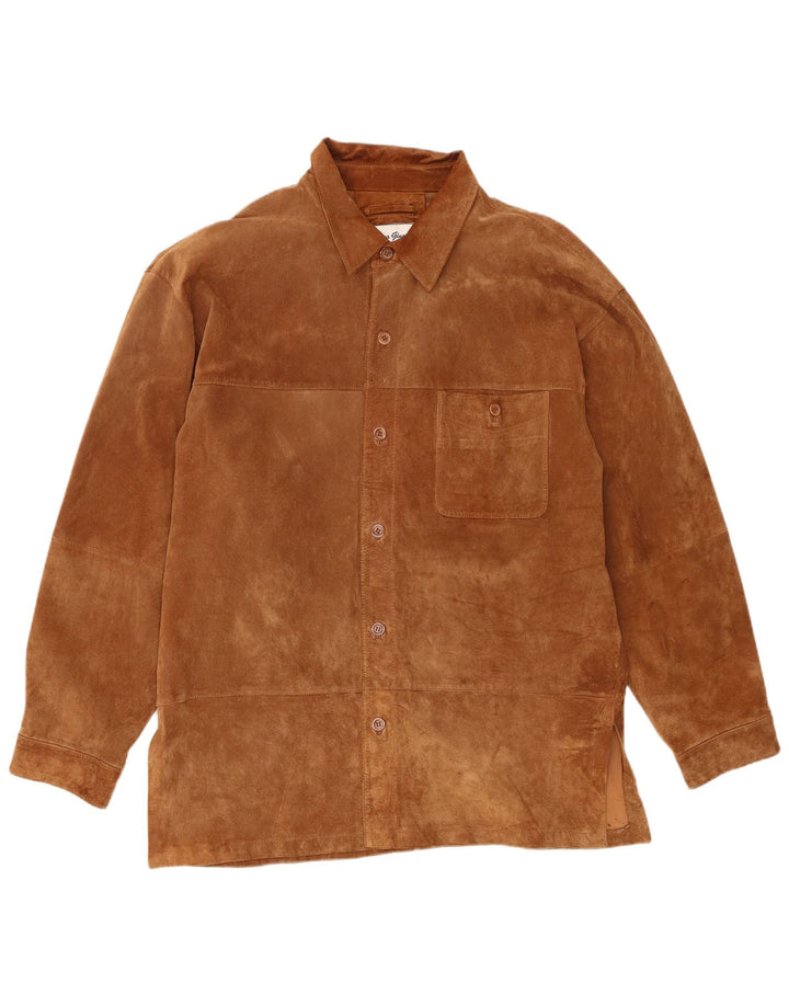 Jachetă vintage pentru bărbați din piele intoarsa UK 42 XL din piele maro