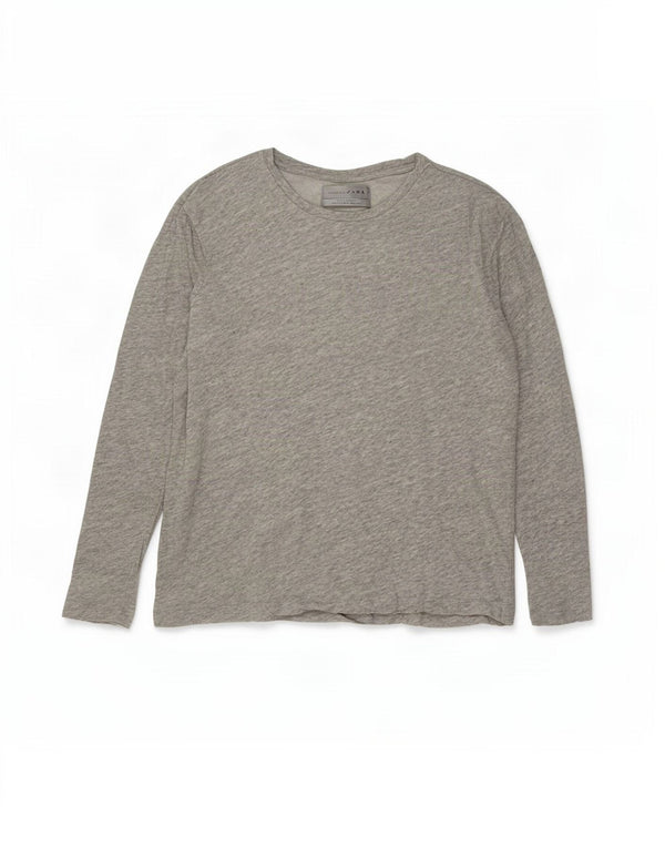 Zara Mens Top Long Sleeve Medium Grey Flecked Cotton