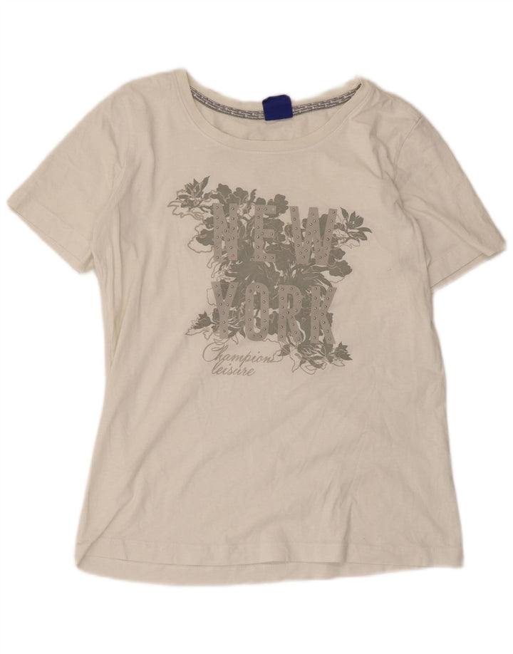Tricou grafic Champion pentru femei Top UK 14 Medium White