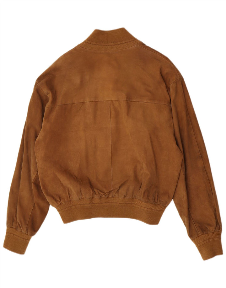 Jachetă Bomber de piele de căprioară supradimensionată pentru femei Vintage IT 44 Bej mediu