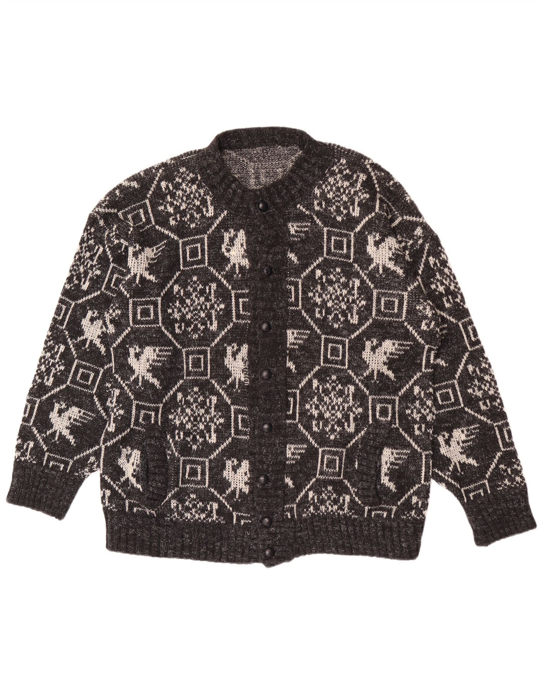 Pulover Cardigan Vintage pentru bărbați XL Gri Geometric