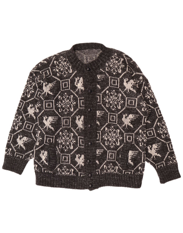 Pulover Cardigan Vintage pentru bărbați XL Gri Geometric