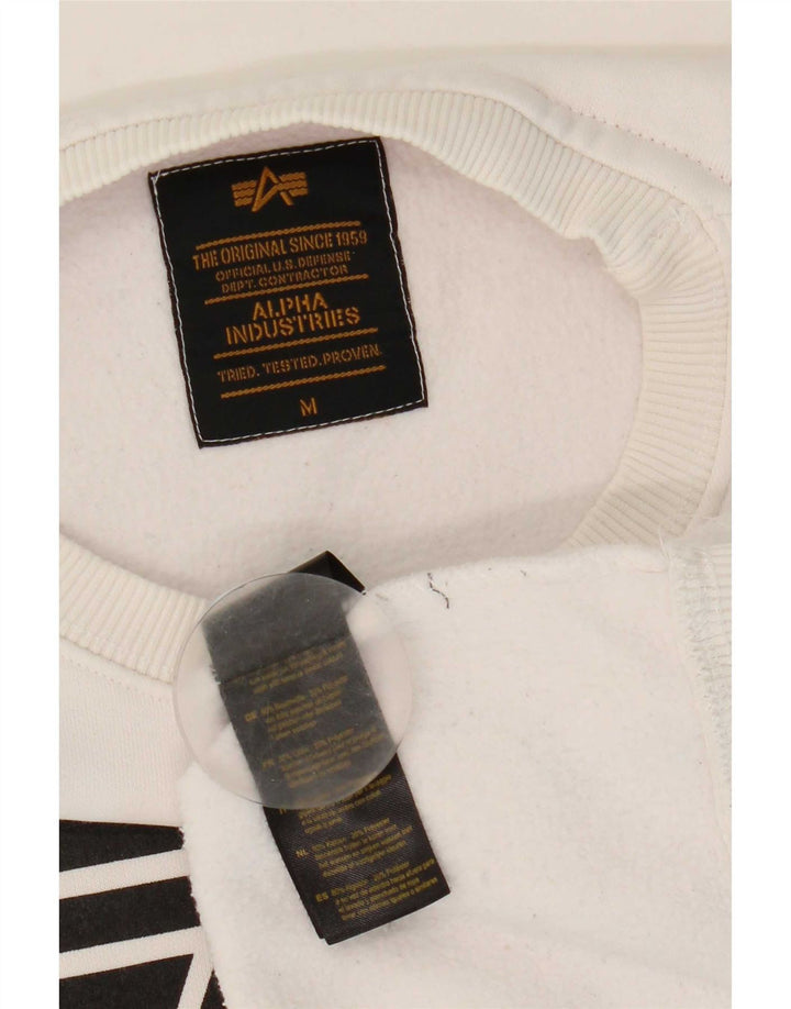Hanorac grafic pentru bărbați Alpha Industries Pulover Bumbac alb mediu