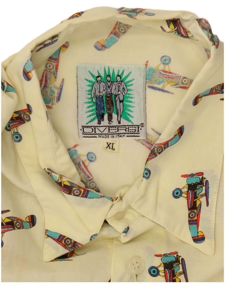 Cămașă vintage cu mânecă scurtă pentru bărbați, XL, galbenă