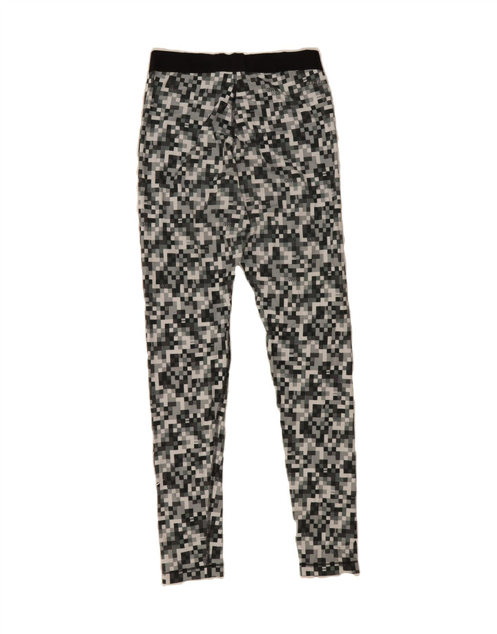 NIKE Womens Dri Fit Graphic Leggings UK 12 Medium  Grey Geometric Vintage Nike and Second-Hand Nike from Messina Hembry 