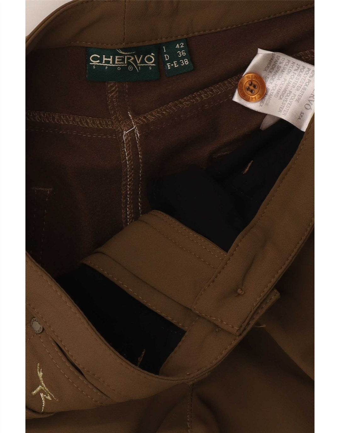 Pantaloni casual pentru femei Chervo Bootcut IT 42 Medium W28 L32 Bej Poliester