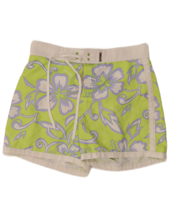 SUNDEK Pantaloni scurți de înot pentru bărbați, poliester, verde, floral