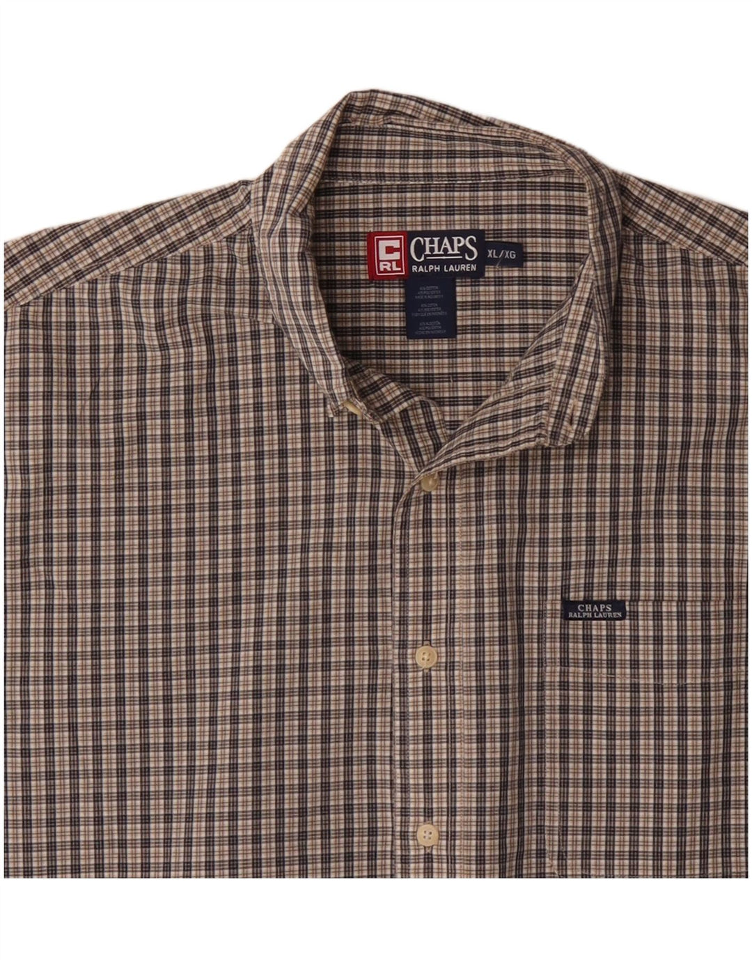 Cămașă pentru bărbați Chaps Ralph Lauren cu mânecă scurtă XL, bumbac cu carouri albastre